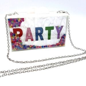 Bari Lynn Kid's Girl's PARTY Confetti Acrylic Purse Clutch Bag Pearl Multicolor